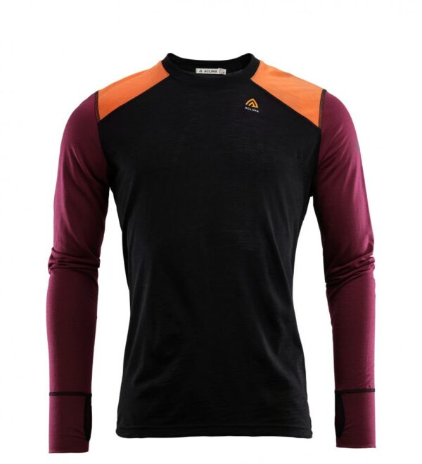 Aclima-LightWool Reinforced Crew Herre Sort-Oransje-103788-Sporten Bagn-1