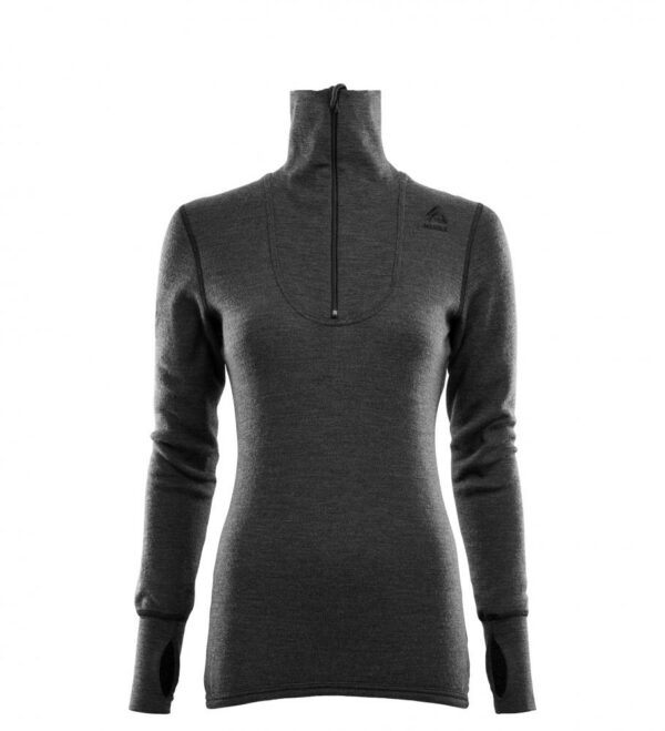 Aclima-DoubleWool Polo Zip Trøye Dame Grå-103418-Sporten Bagn-1