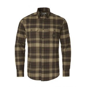 CHEVALIER Heron Flannel Shirt Men Solid Brown Checked