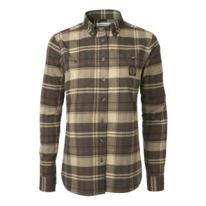 CHEVALIER Heron Flannel Shirt Women Solid Brown Checked