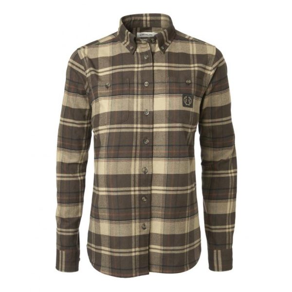 CHEVALIER Heron Flannel Shirt Women Solid Brown Checked