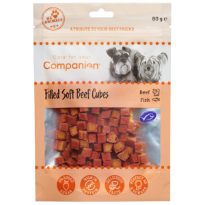 Companion Soft Beef Cubes, Biff Fylt Med Laks og Torsk 80g